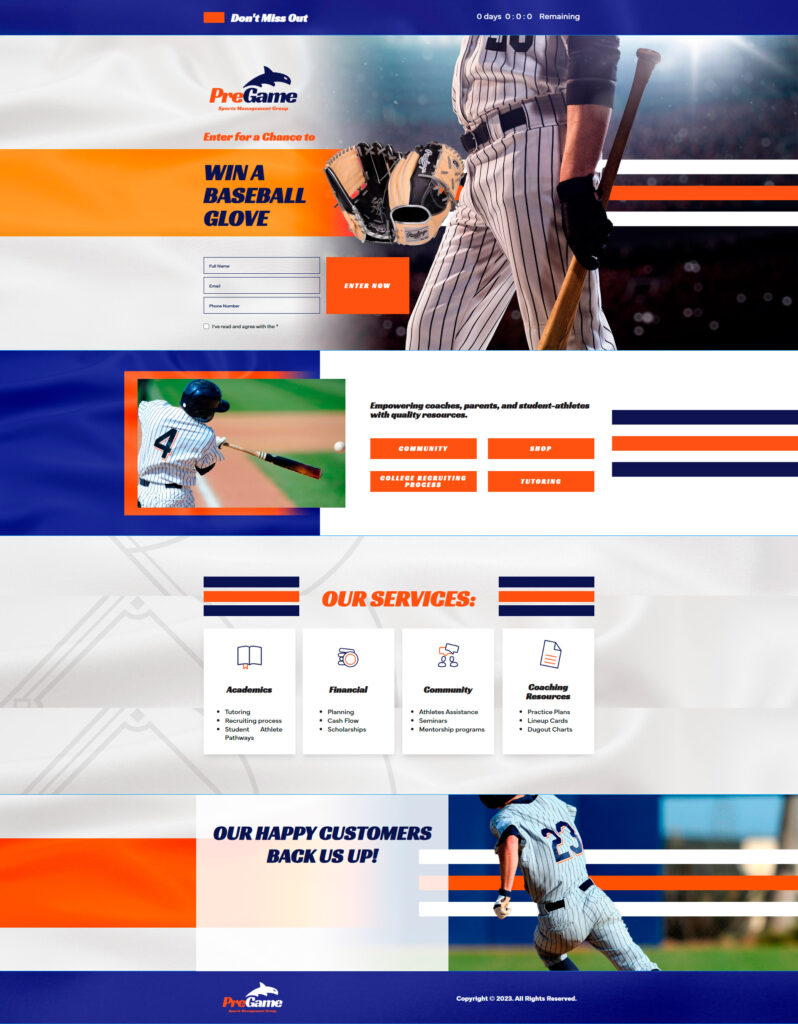 PreGame Landing Page