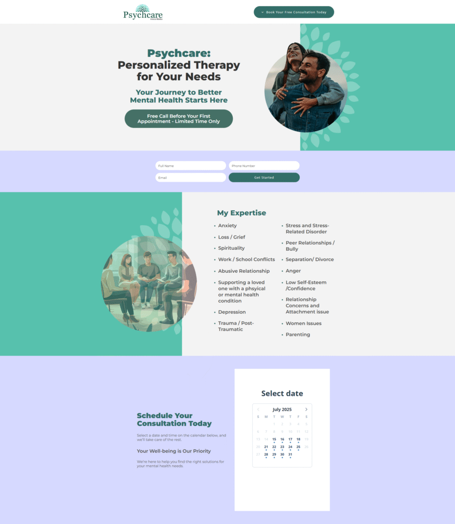 PsyCare Landing Page